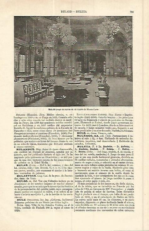 LAMINA ESPASA 17041: Sala de ruleta en el Casino de Montecarlo