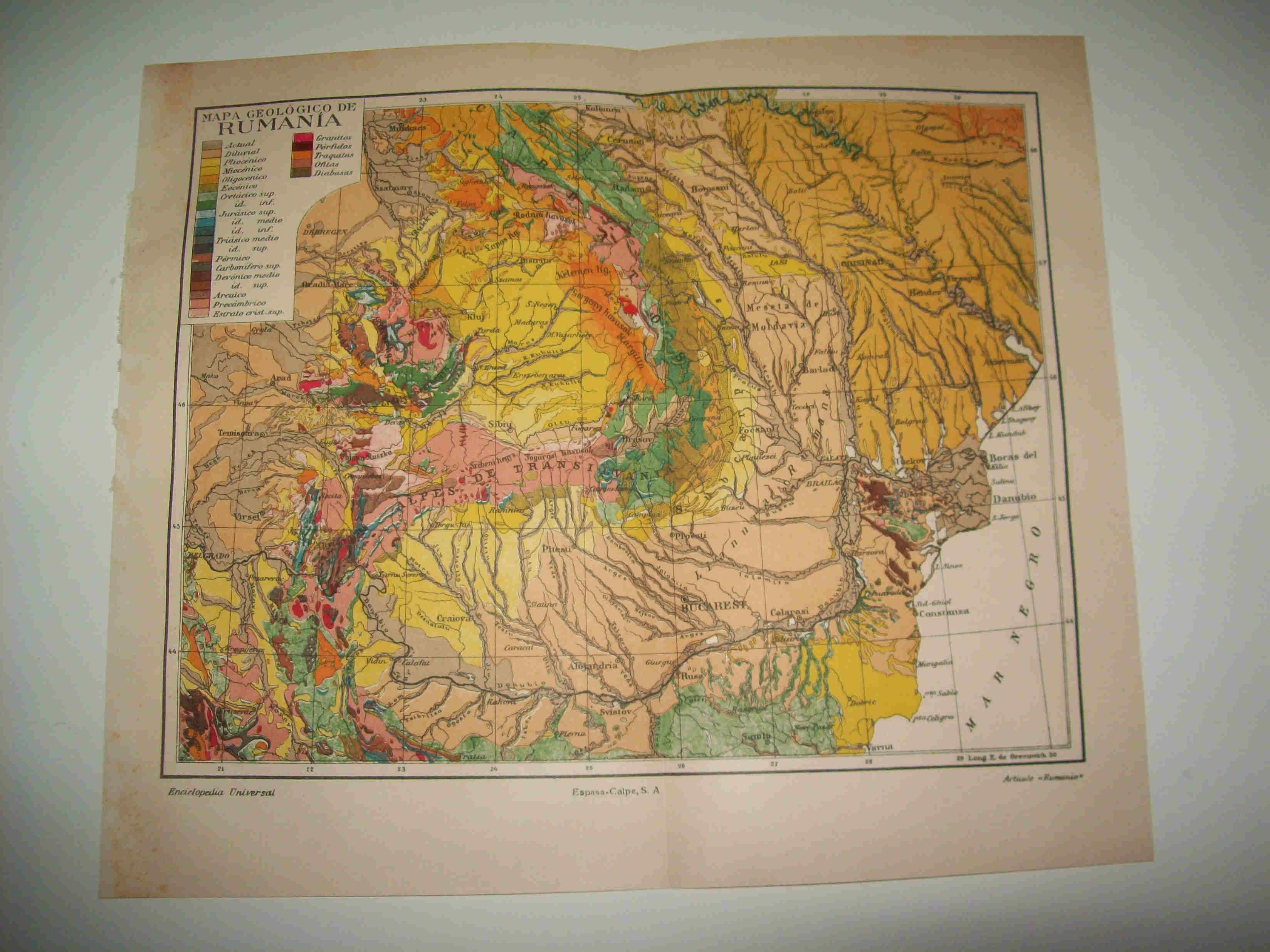 LAMINA ESPASA 17045: Mapa geologico de Rumania