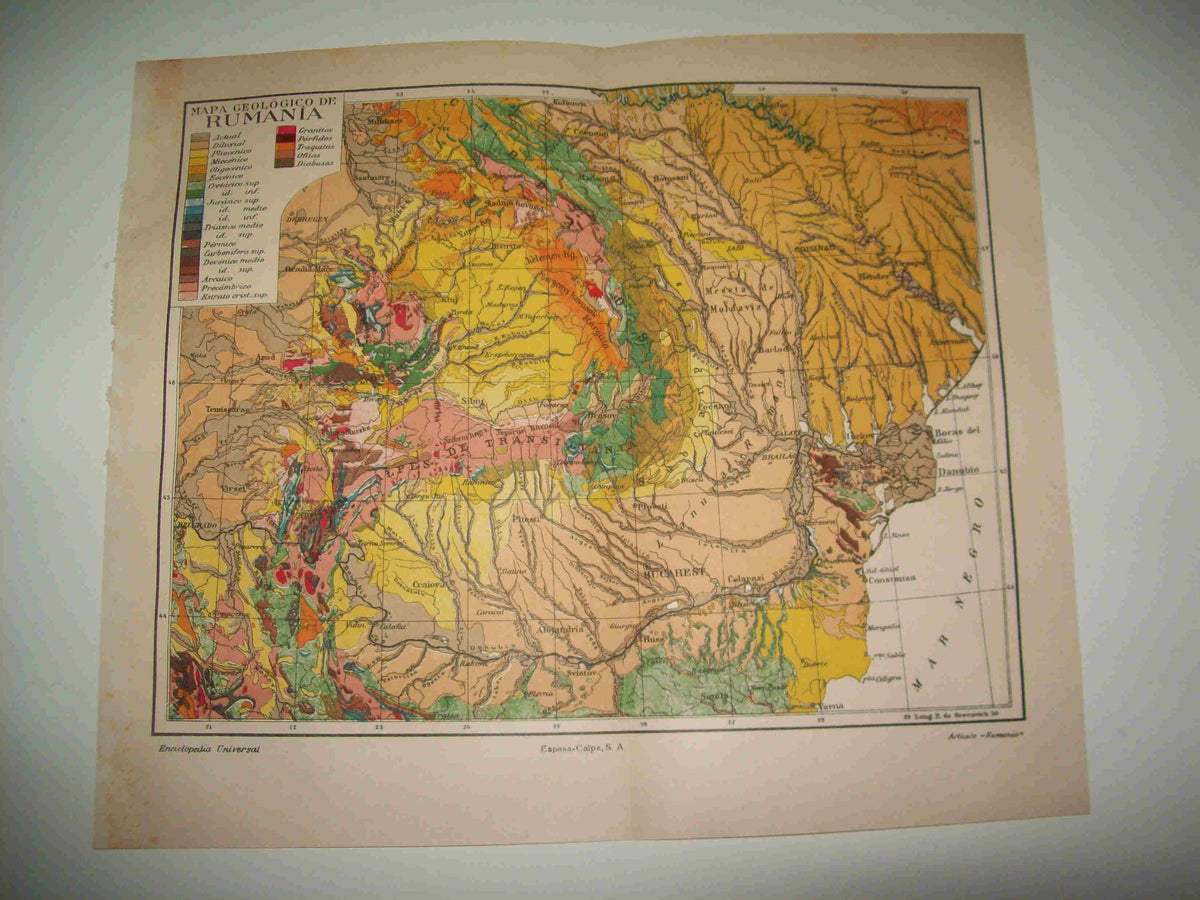 LAMINA ESPASA 17045: Mapa geologico de Rumania