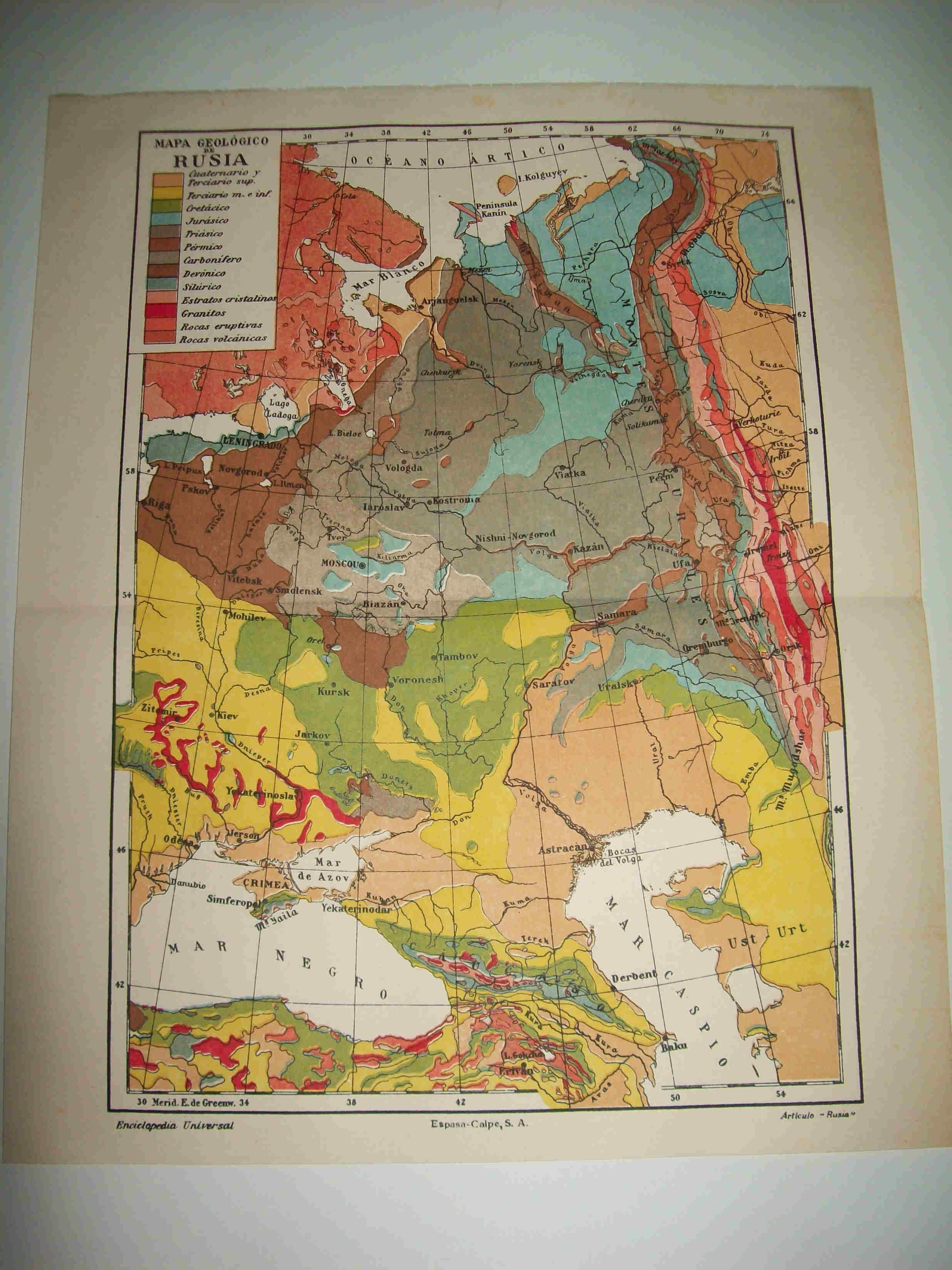 LAMINA ESPASA 17068: Mapa geologico de Rusia