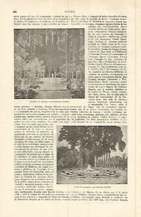 LAMINA ESPASA 17095: Jardines de Aranjuez por Santiago Rusiñol