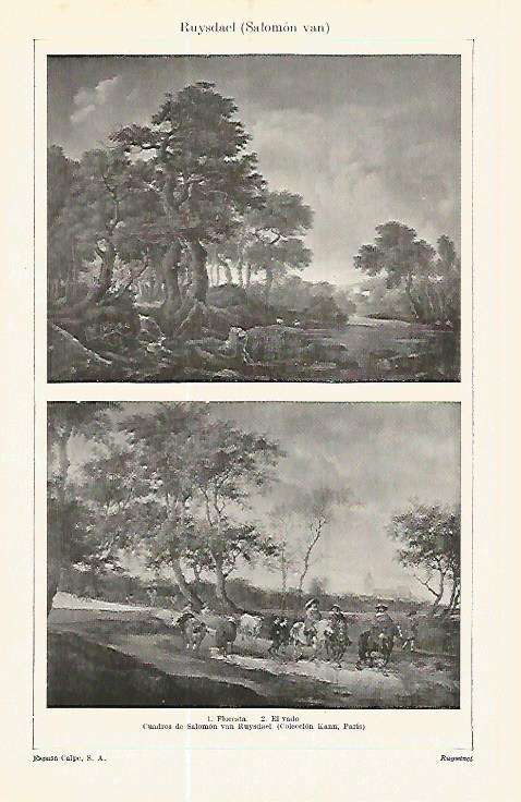 LAMINA ESPASA 17101: Floresta y El Vado por Van Ruysdael
