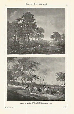 LAMINA ESPASA 17101: Floresta y El Vado por Van Ruysdael