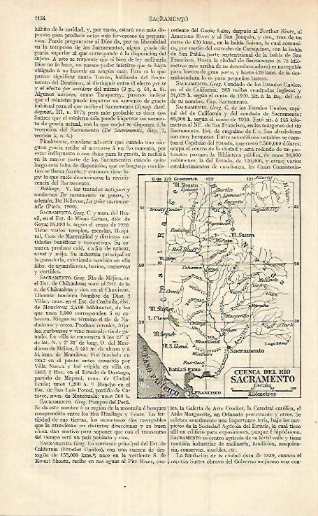 LAMINA ESPASA 17129:Mapa de la cuenca del rio Sacramento