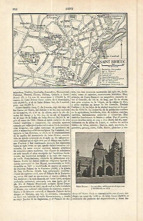 LAMINA ESPASA 17168: Plano de Saint Brieuc Francia