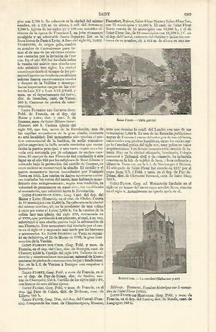 LAMINA ESPASA 17179: Vista y Catedral de Saint Flour