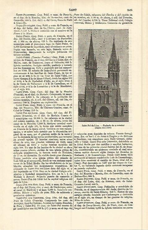 LAMINA ESPASA 17218: Catedral de Saint Pol de Leon Francia