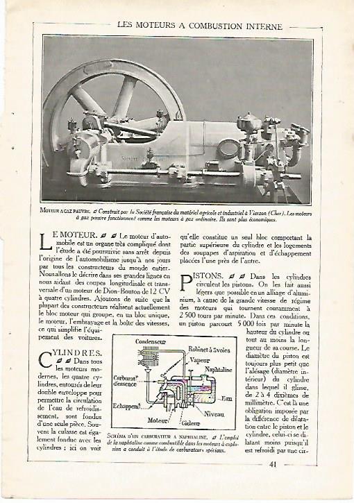 LAMINA 3686: MOTOR A GAS CONSTRUIDO POR LA SOCIETE FRANÇAIS DU MATERIEL AGRICOLE ET INDUSTRIEL