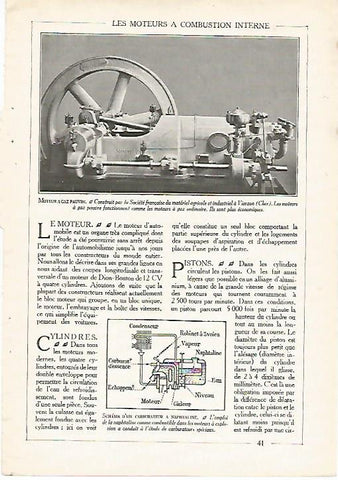 LAMINA 3686: MOTOR A GAS CONSTRUIDO POR LA SOCIETE FRANÇAIS DU MATERIEL AGRICOLE ET INDUSTRIEL