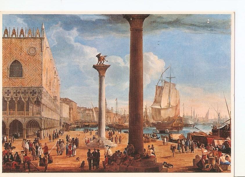 Postal 033389 : Lucca Carlevajaris. Venecia el Muelle con el Palacio Ducal - Roma Galeria de Arte Antigua (Italia)