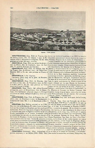 LAMINA ESPASA 1914: Vista general de Chaves La Coruña