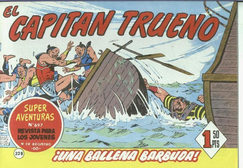 El Capitan trueno facsimil numero 328: Una ballena barbuda