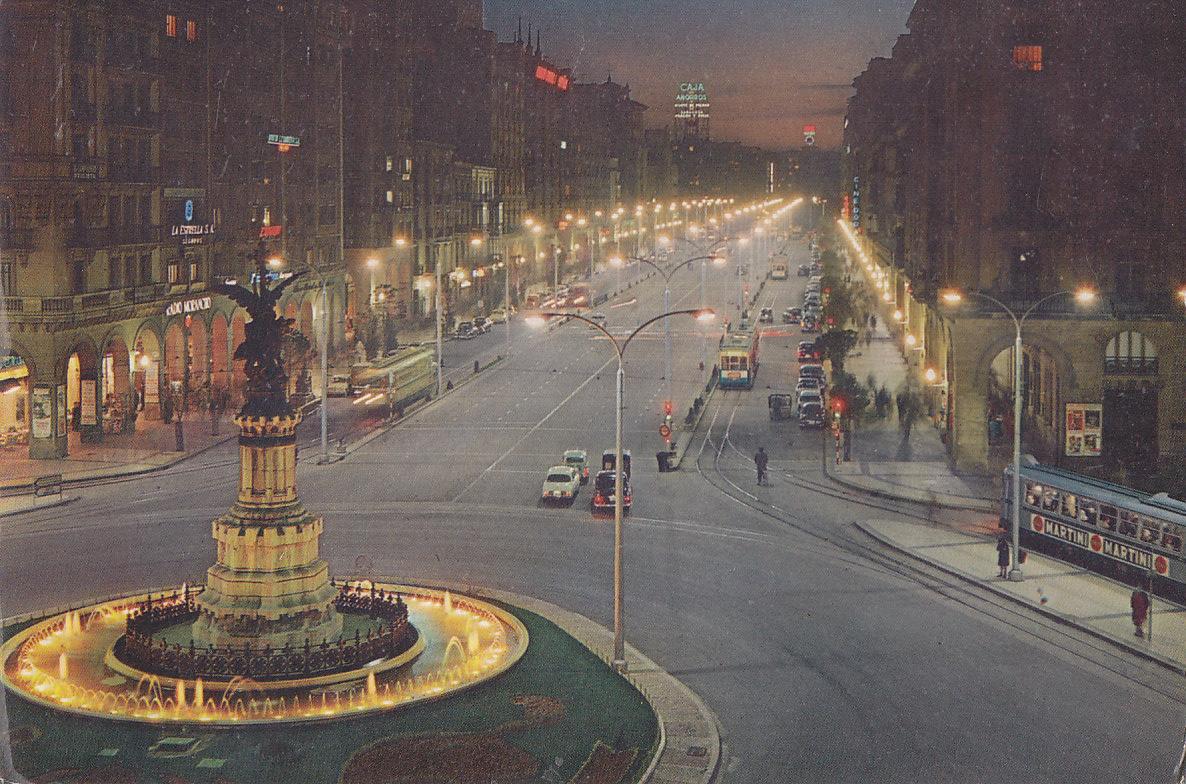 Postal 61165 : Zaragoza. Paseo de la Independencia. Nocturna