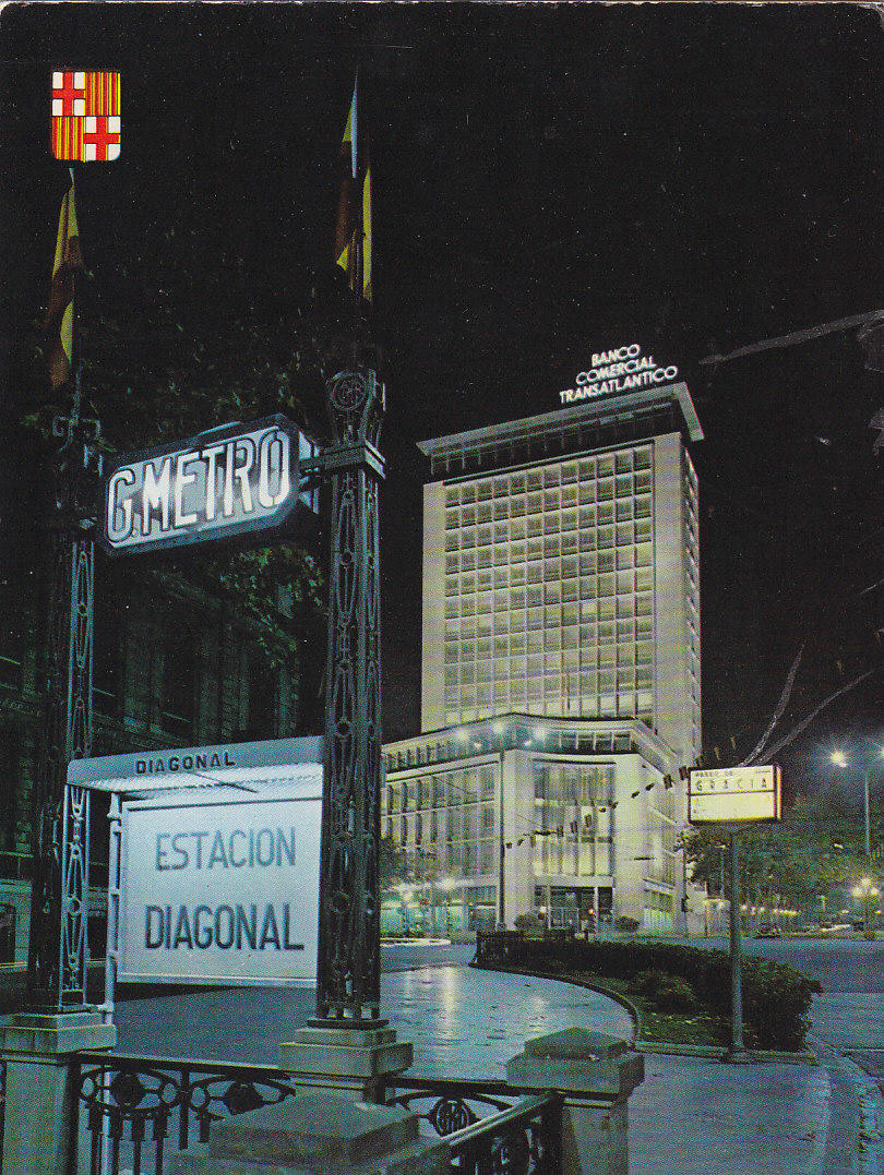 Postal 61184 : Barcelona. Cruce Paseo de Gracia - Avda. Generalisimo. Vista nocturna