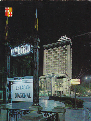 Postal 61184 : Barcelona. Cruce Paseo de Gracia - Avda. Generalisimo. Vista nocturna