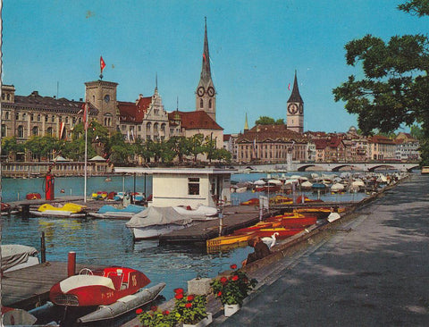 Postal 61287 : Zurich. View on the Limmat and town hall