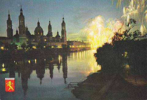 Postal 61458 : Zaragoza. Nocturno. Basilica del Pilar y Rio Ebro