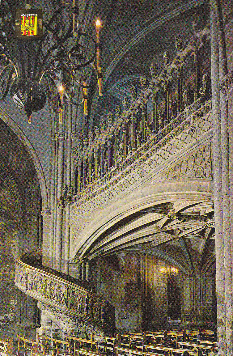 Postal 61611 : Morella (Castellon). Escalera y Coro iglesia Arciprestal