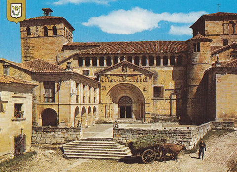 Postal 61639 : Santillana del Mar (Cantabria). Real Coelgiata. Fachada (siglo XII)