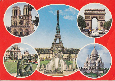 Postal 61810 : Notre Dame - Tour Eiffel - Arc de Triomphe - Palais du Louvre - Sacre Coeur