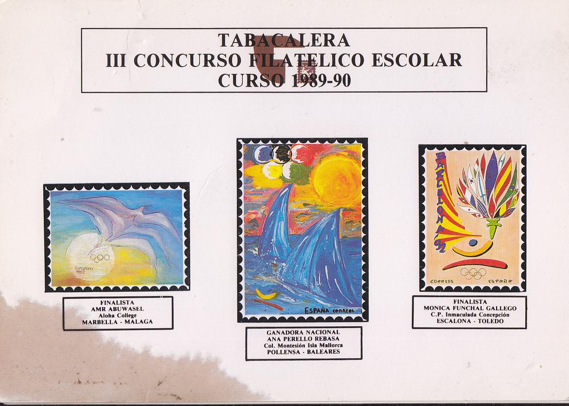 Postal 61879 : Tabacalera II Concurso Filatelico Escolar Curso 1989-90