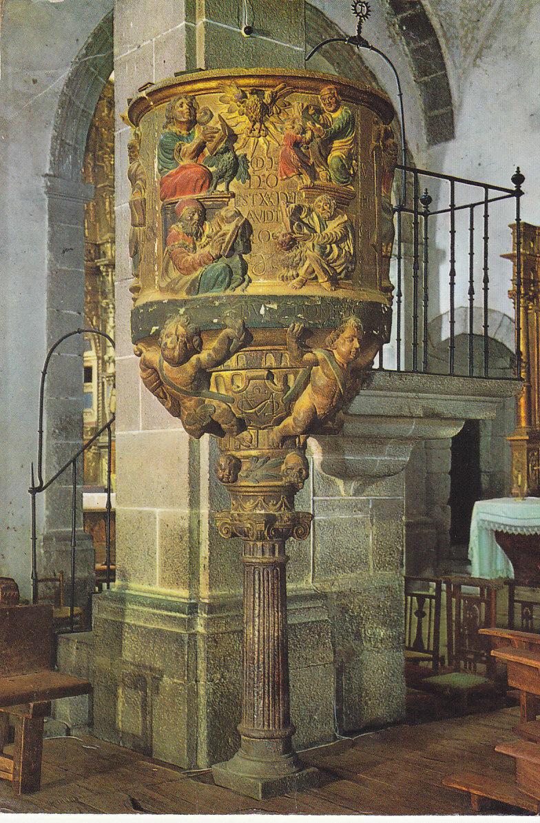 Postal 61880 : La Alberca (Monumento Nacional). Pulpito de granito policromado