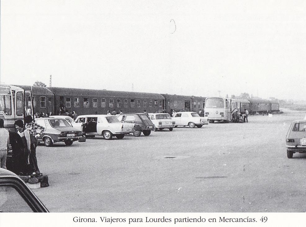 Postal 62191 : Girona. Viajeros para Lourdes partiendo en Mercancias