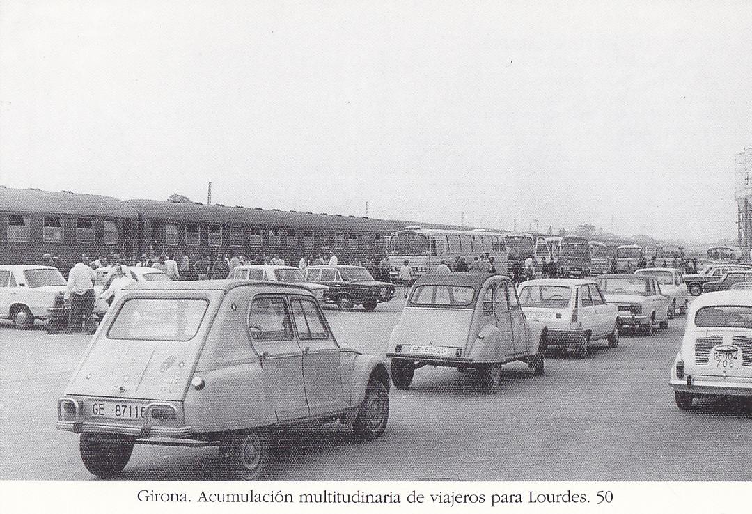 Postal 62192 : Girona. Acumulacion multitudinaria de viajeros para Lourdes
