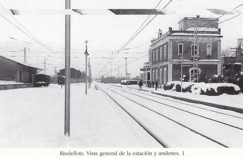 Postal 62223 : Riudellots. Vista general de la estacion y andenes