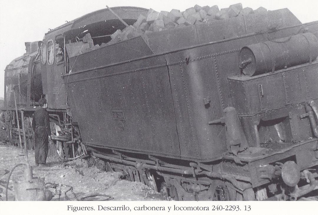 Postal 62228 : Figueres. Descarrilo carbonera y locomotora