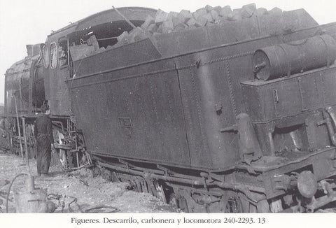 Postal 62228 : Figueres. Descarrilo carbonera y locomotora