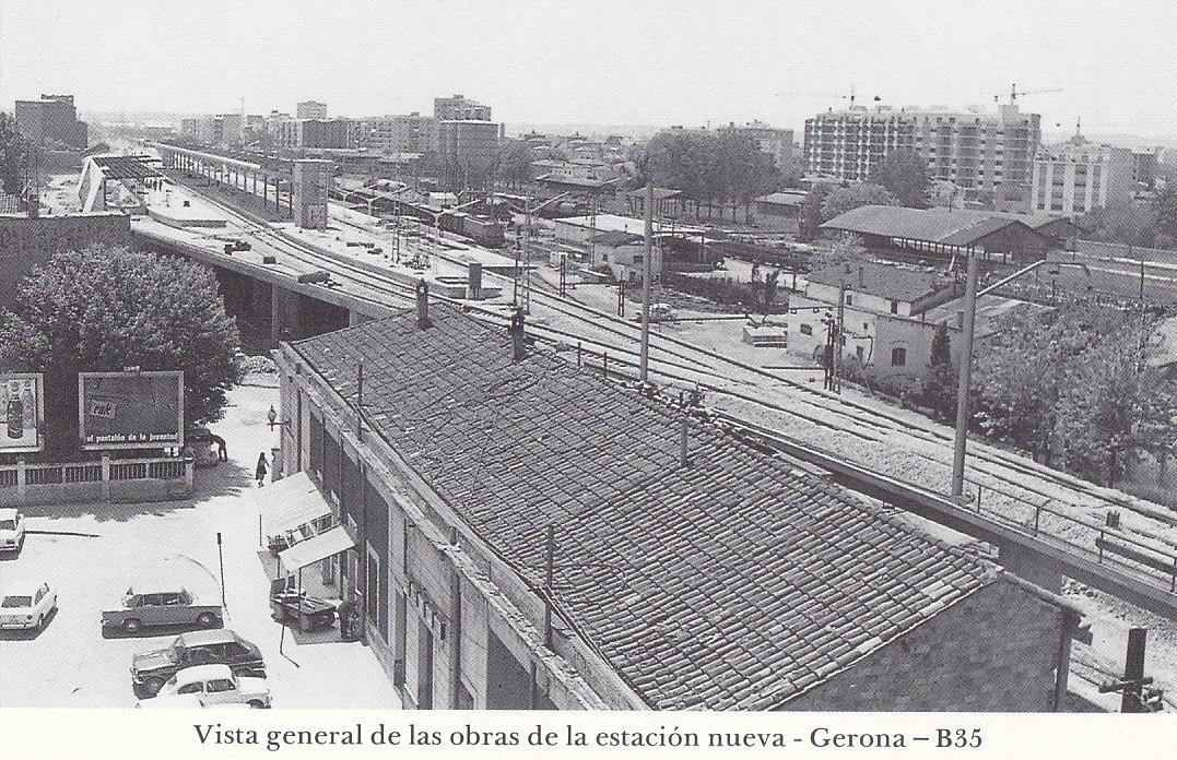 Postal 62247 : Vista general de las obras de la estacion nueva - Gerona