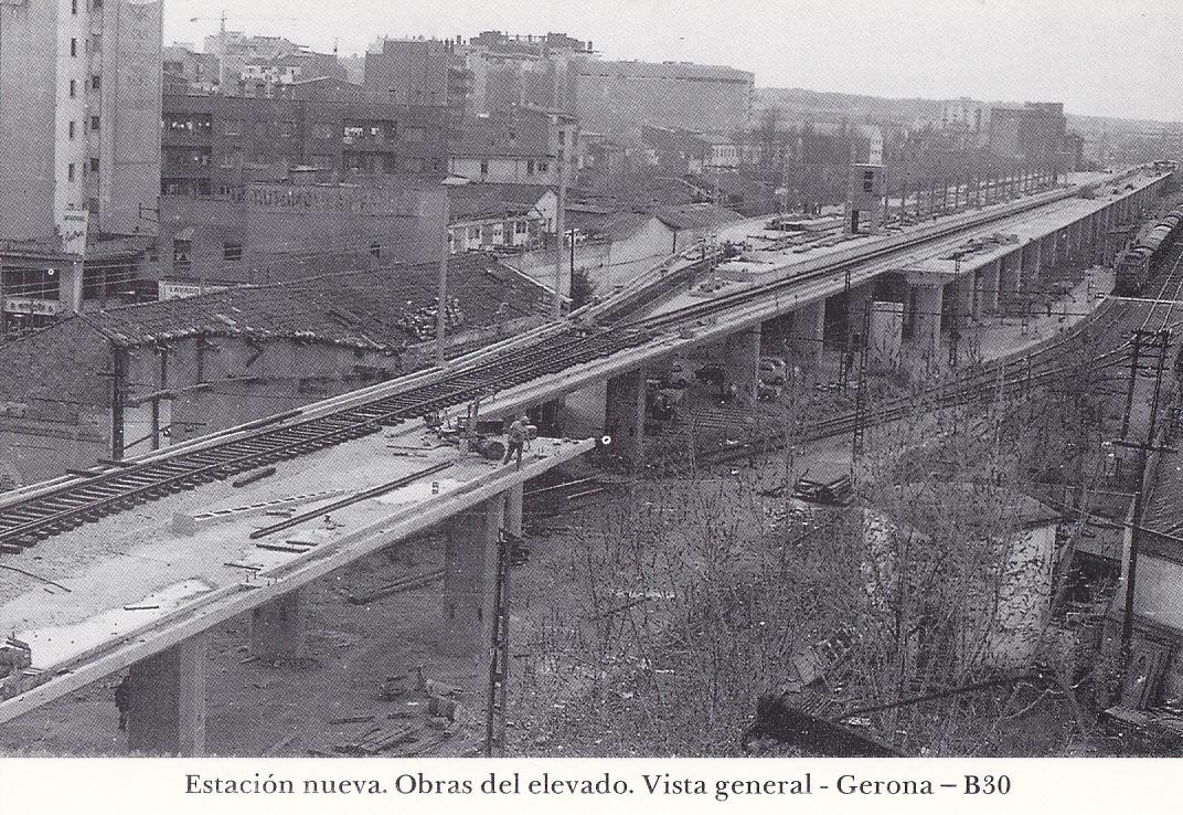 Postal 62252 : Estacion nueva. Obras del elevado. Vista general - Gerona