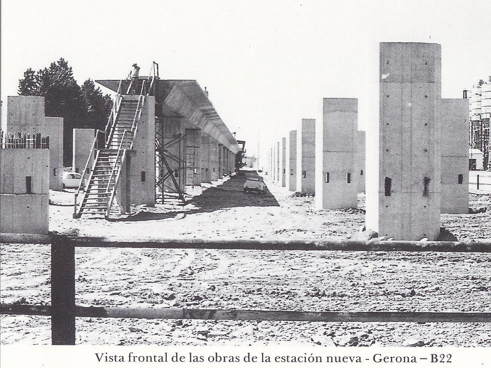 Postal 62260 : Vista frontal de las obras de la estacion nueva - Gerona