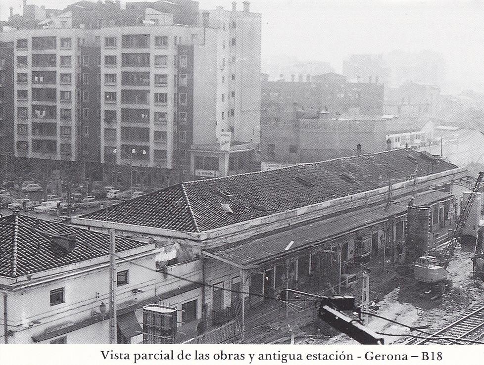Postal 62263 : Vista parcial de las obras y antigua estacion - Gerona
