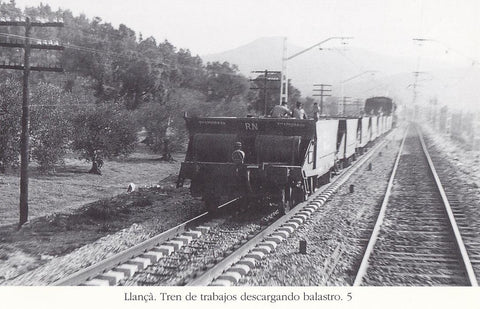 Postal 62373 : Llança. Tren de trabajos descargando balatro