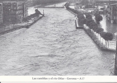 Postal 62416 : Las ramblas y el rio Oñar - Gerona