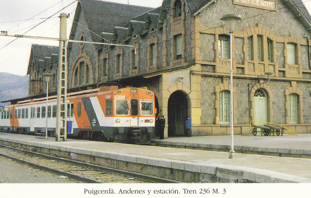 Postal 62426 : Puigcerda. Andenes y estacion. Tren 236 M