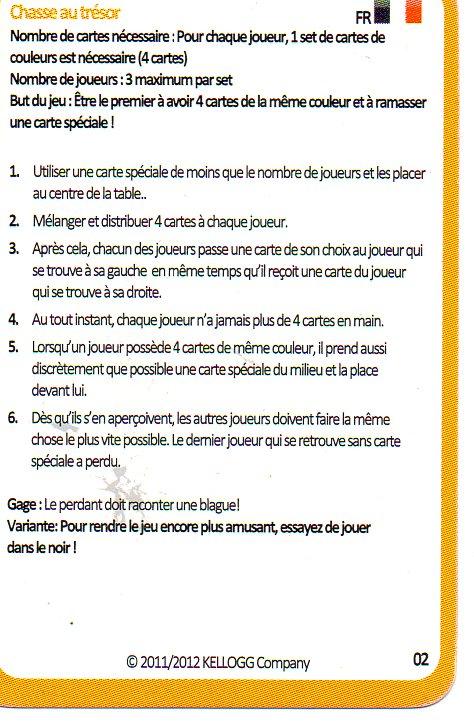 CROMO COLECCION CEREALES COCO POPS: Busqueda del tesoro. Instrucciones frances e ingles
