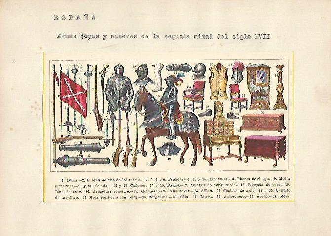 LAMINA 5336: Armas joyas y enseres del siglo XVII