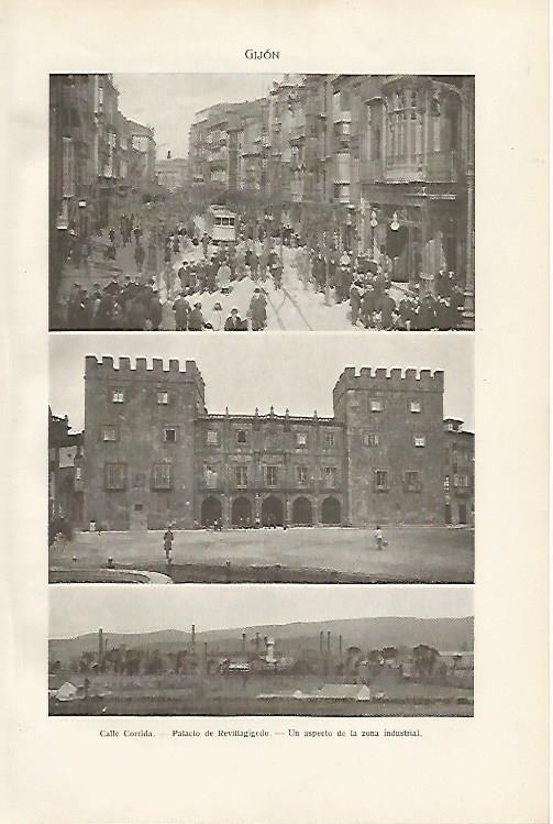 LAMINA SALVAT 80006: Calle Corrida Palacio de Revillagigedo y zona industrial de Gijon