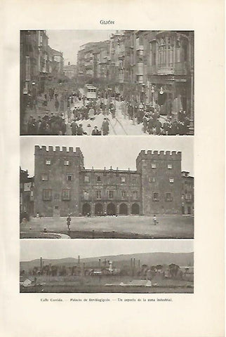 LAMINA SALVAT 80006: Calle Corrida Palacio de Revillagigedo y zona industrial de Gijon