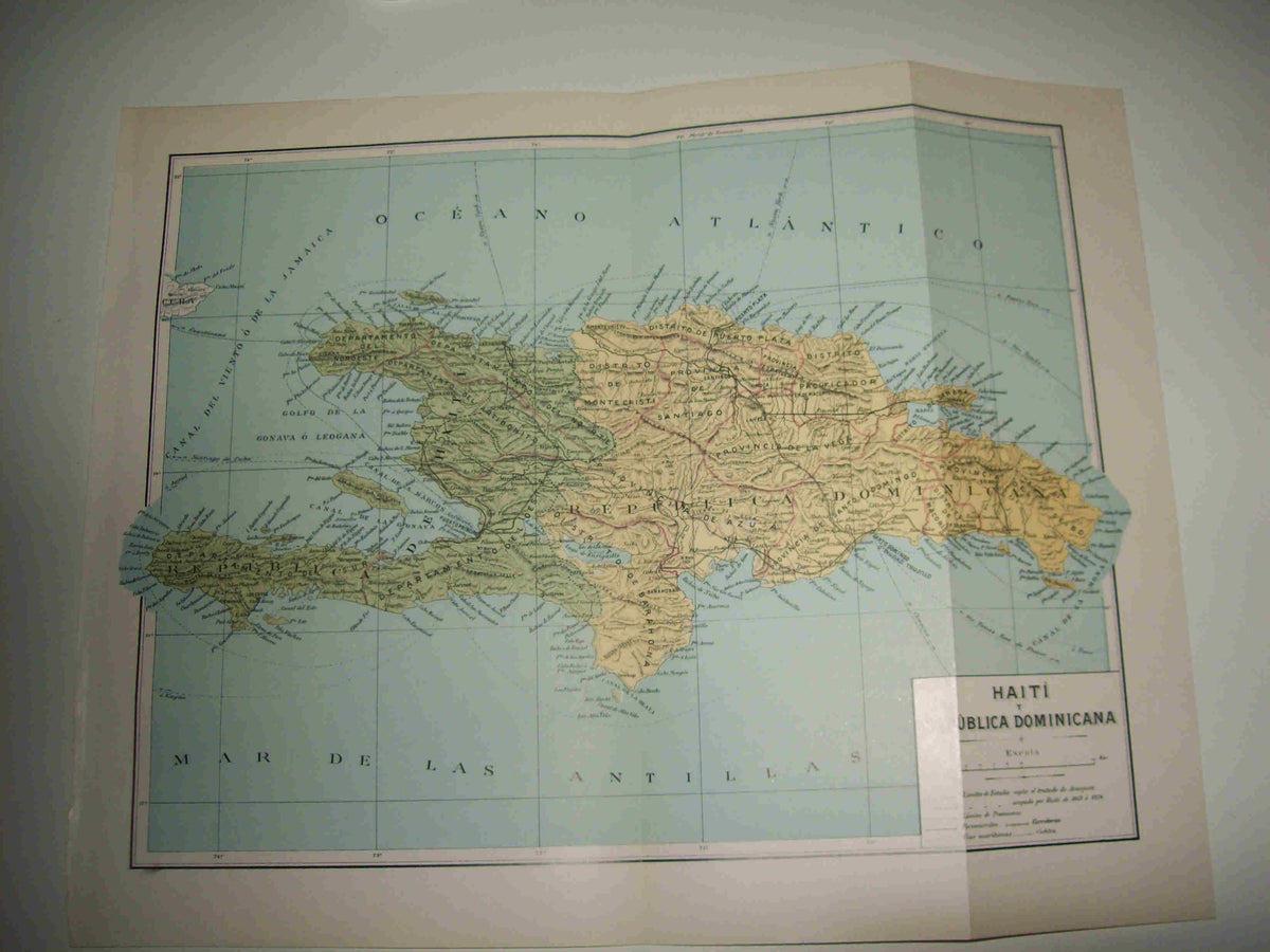 LAMINA SALVAT 80041: Mapa de Haiti y Republica Dominicana