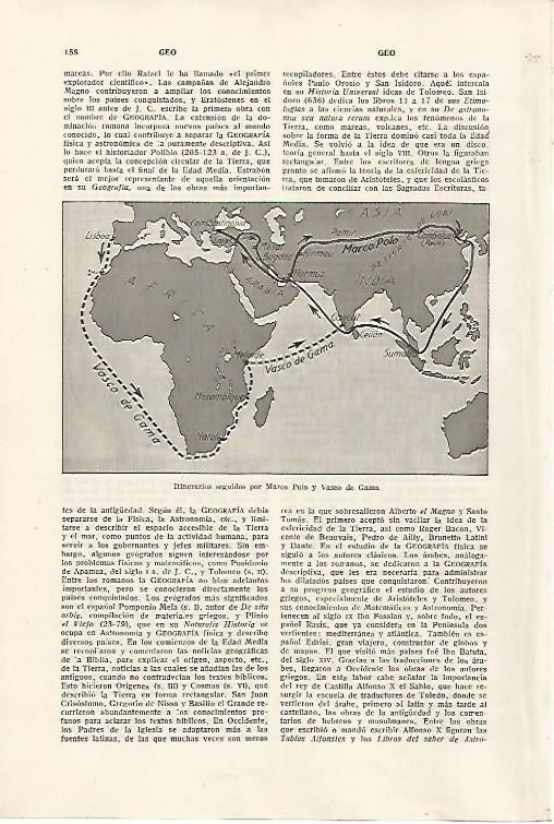 LAMINA SALVAT 80068: Mapa de los viajes de Marco Polo y Vasco de Gama