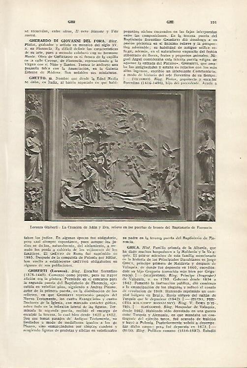 LAMINA SALVAT 80076: La Creacion de Adan y Eva por Ghiberti