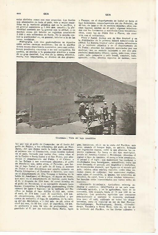 LAMINA SALVAT 80122: Lago Amatitlan en Guatemala