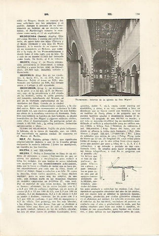 LAMINA SALVAT 80176: Interior de la iglesia de San Miguel Hildesheim Alemania