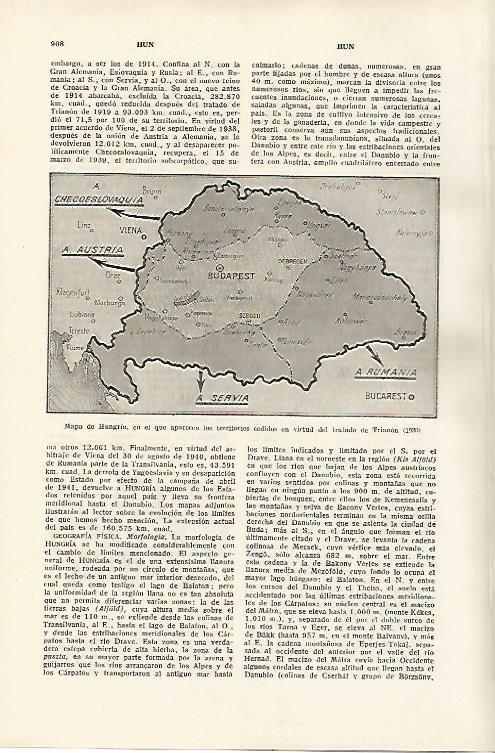 LAMINA SALVAT 80211: Mapa de Hungria en 1920