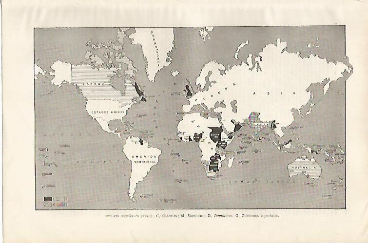 LAMINA SALVAT 80224: Mapa del Imperio Britanico en 1941