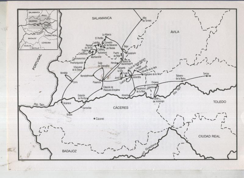 Viaje por Extremadura: Plano ruta Alba de Tormes a Torrijos  
